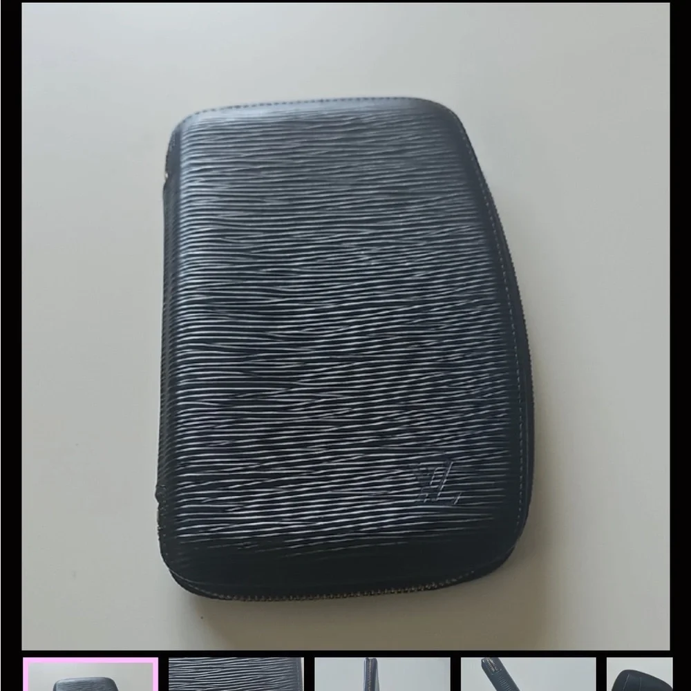 Louis Vuitton black epi zip‎ organizer zip around wallet project